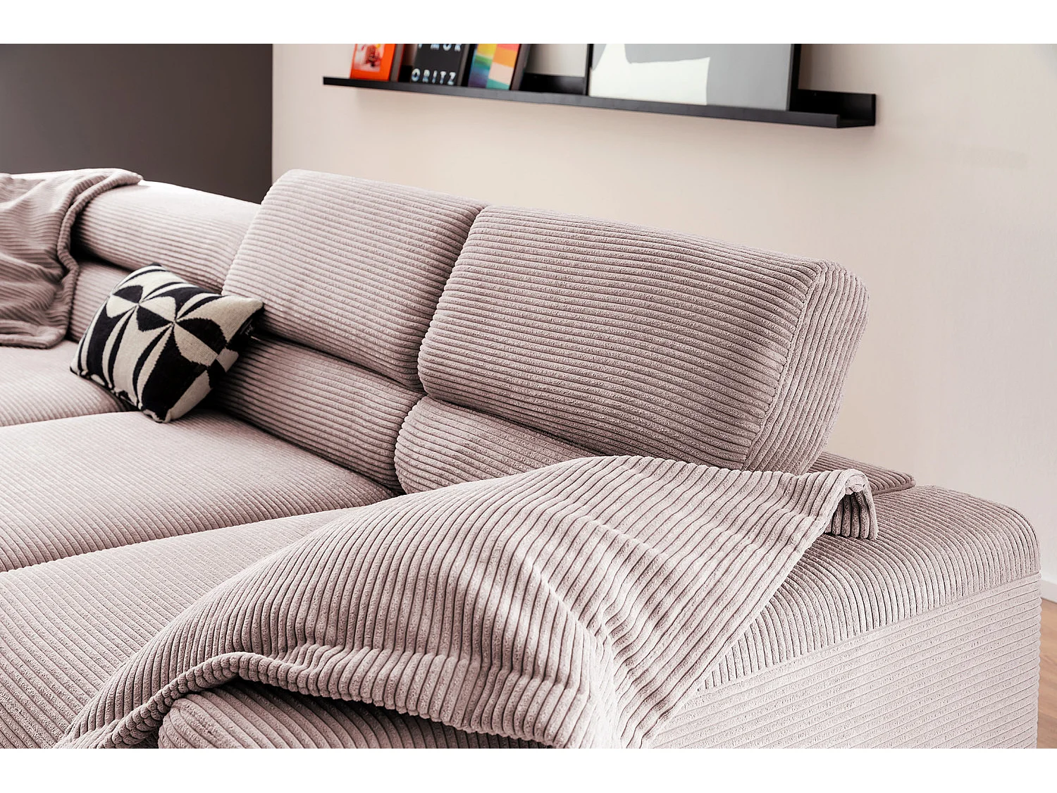 Ecksofa - Pink Cord - DELIA