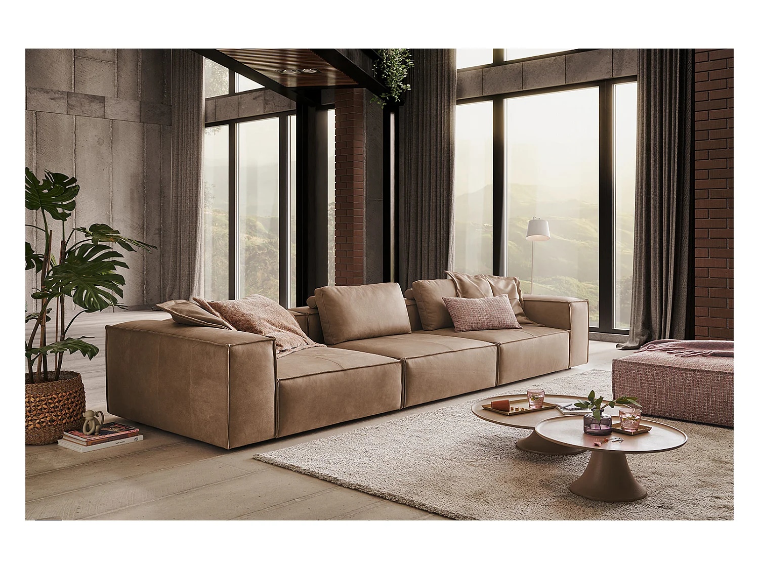 Canapé - taupe cuir - CARMO