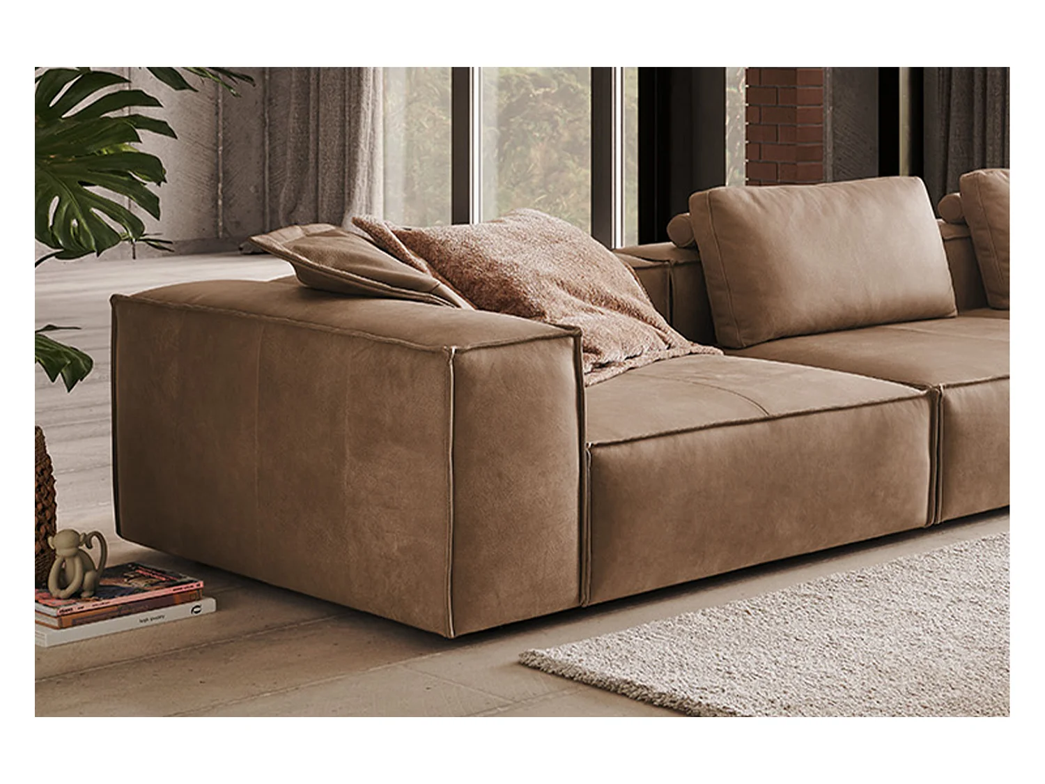 Canapé - taupe cuir - CARMO