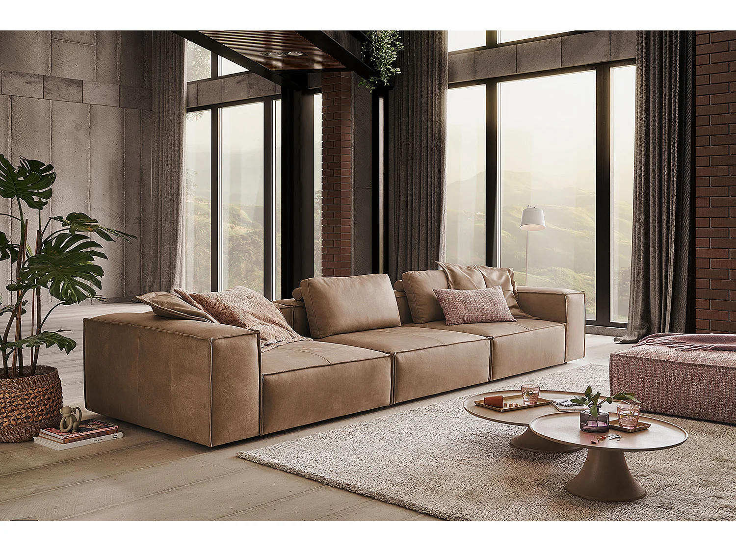 Sofa - Taupe Leder - CARMO