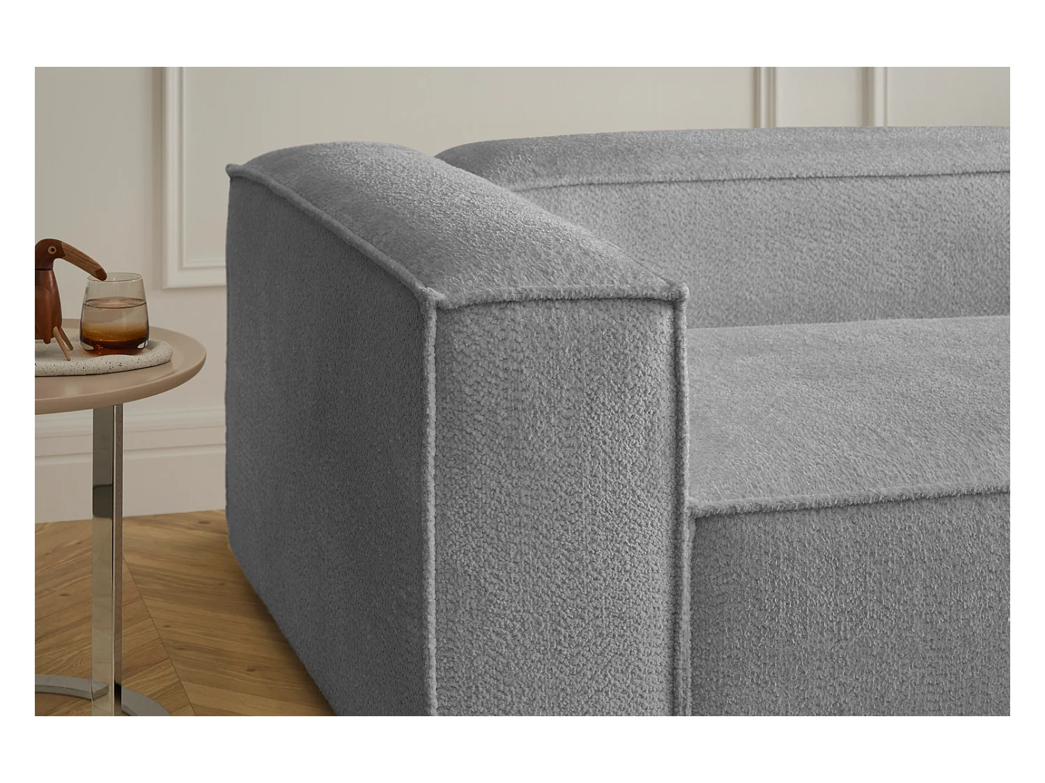 Canapé d'angle - Gris tissage plat - CARMO