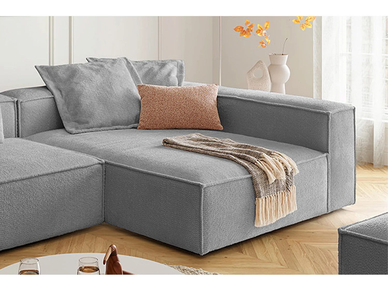 Ecksofa - Grau Flachgewebe - CARMO