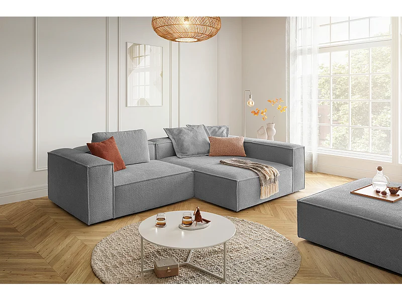 Sofá esquinero - Gris tejido plano - CARMO