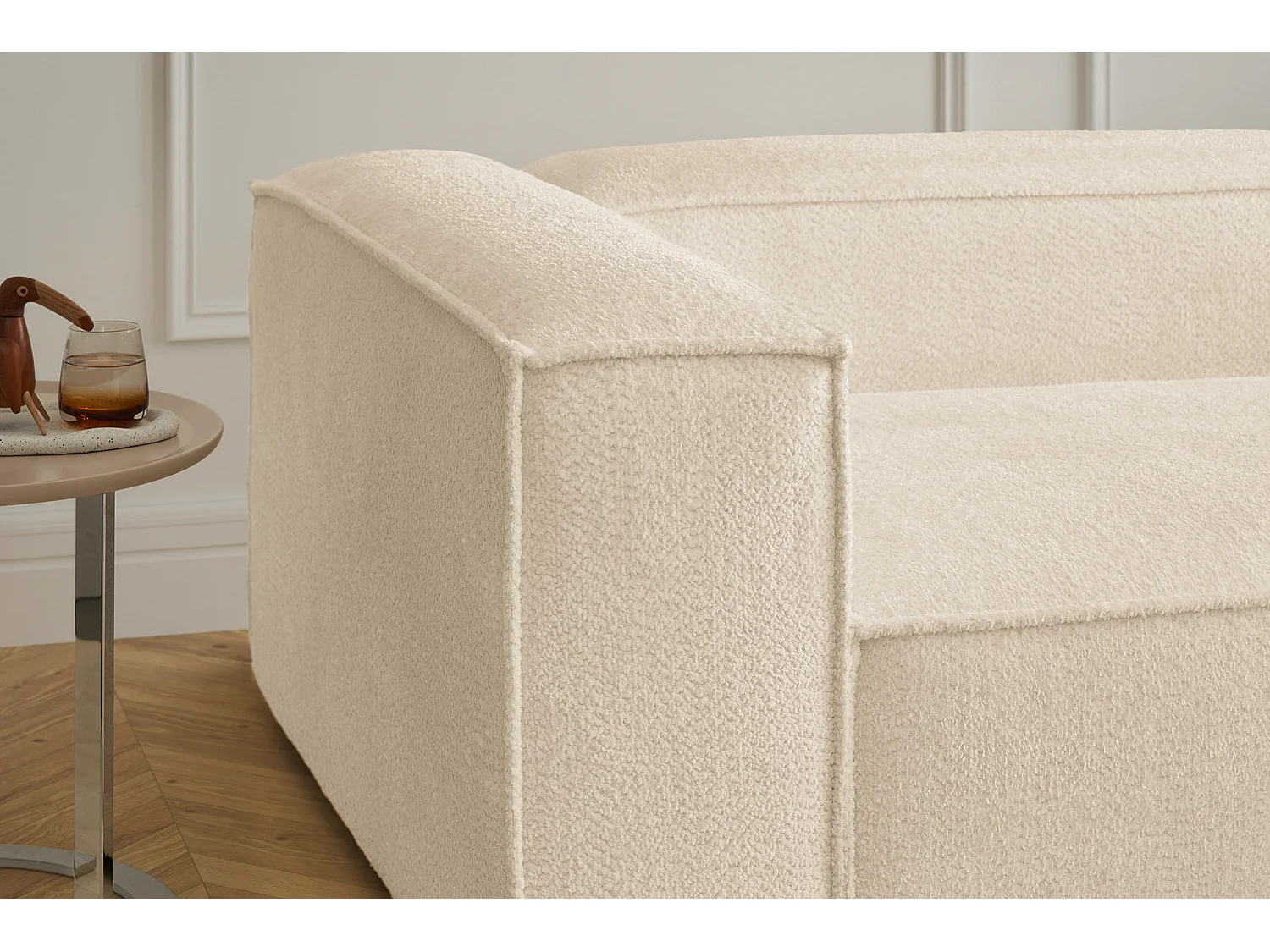 Canapé d'angle - beige tissage plat - CARMO
