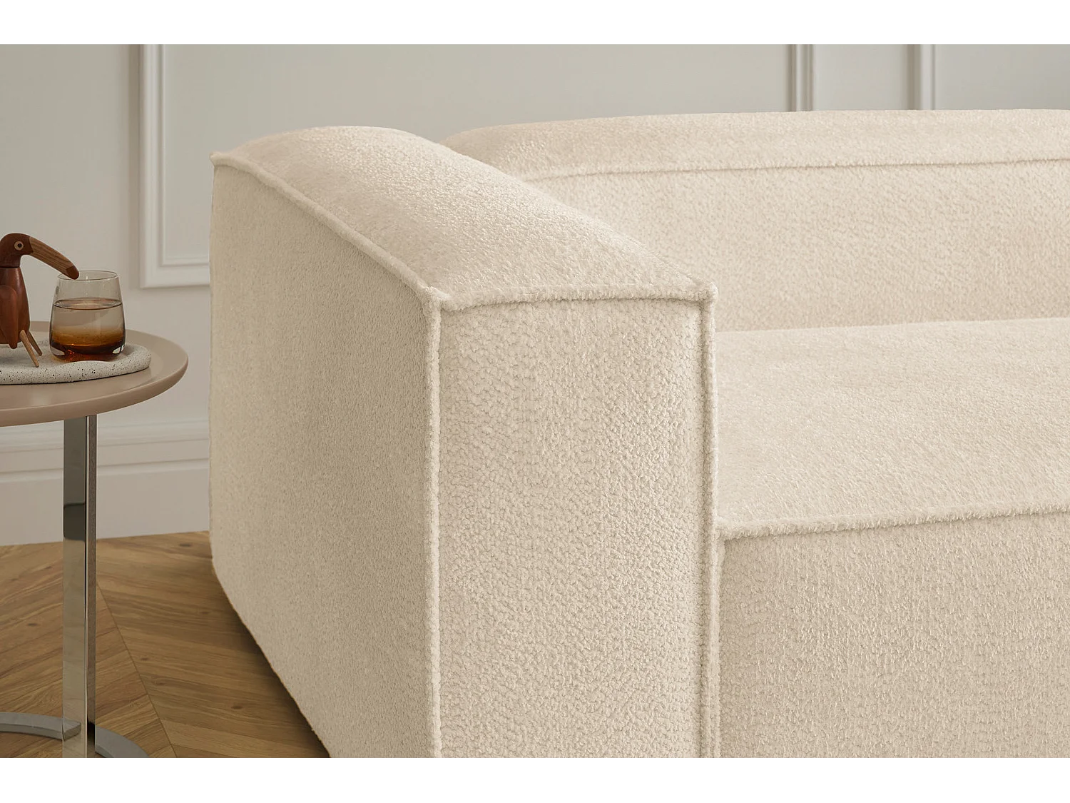 Ecksofa - Beige Flachgewebe - CARMO