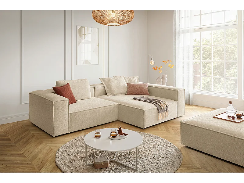 Sofá esquinero - beige tejido plano - CARMO