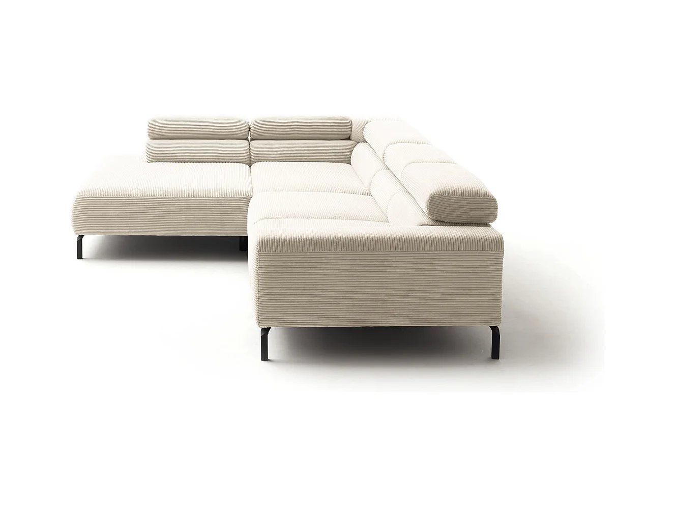 Canapé d'angle - blanc crème Velours côtelé - DELIA