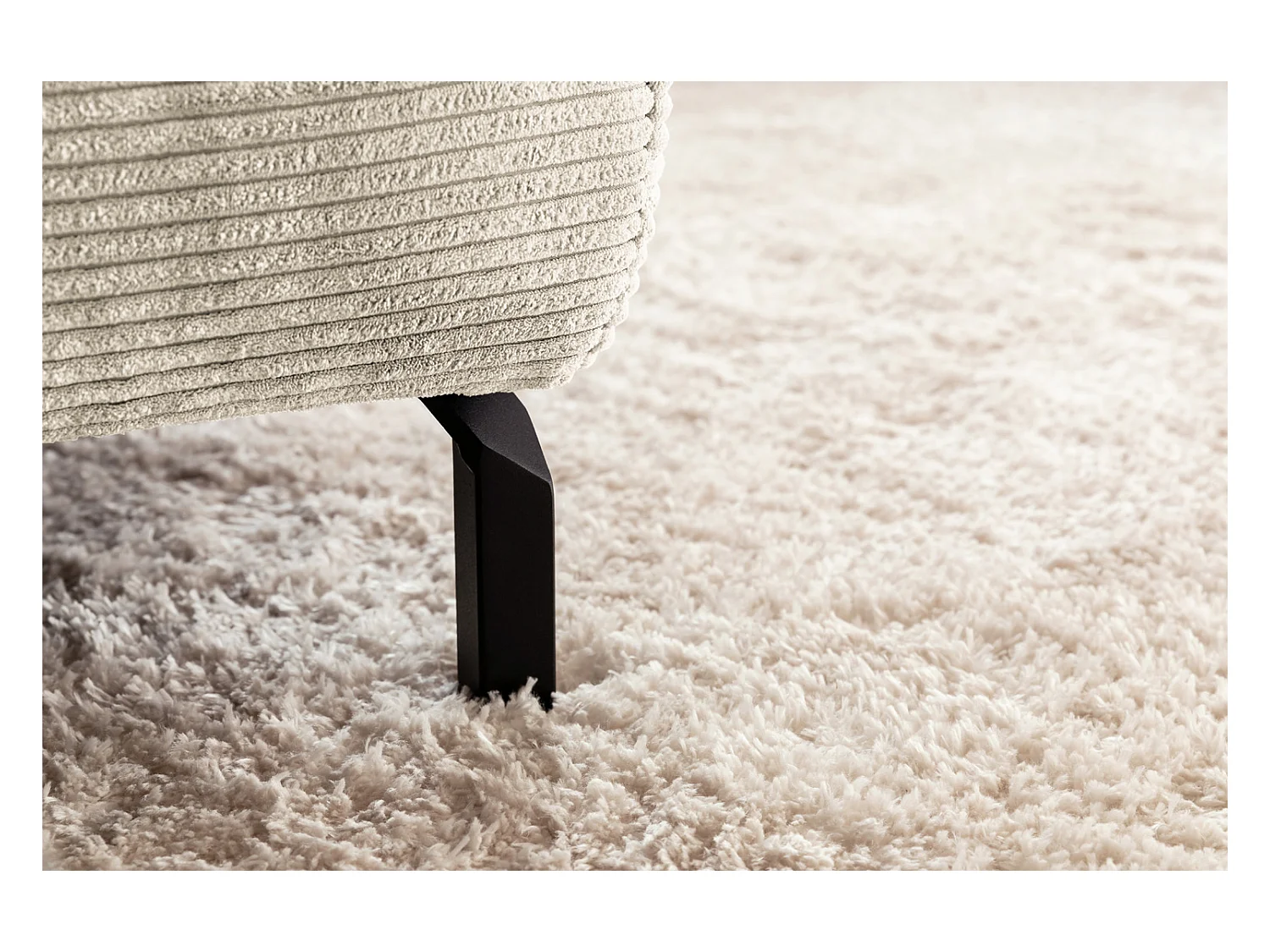 Canapé d'angle - blanc crème Velours côtelé - DELIA