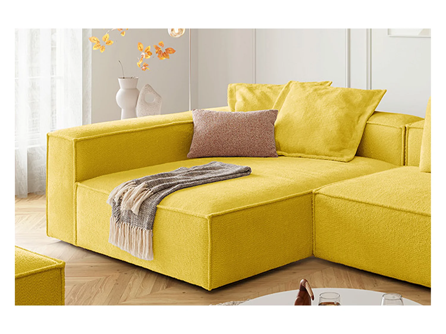 Canapé d'angle - jaune tissage plat - CARMO