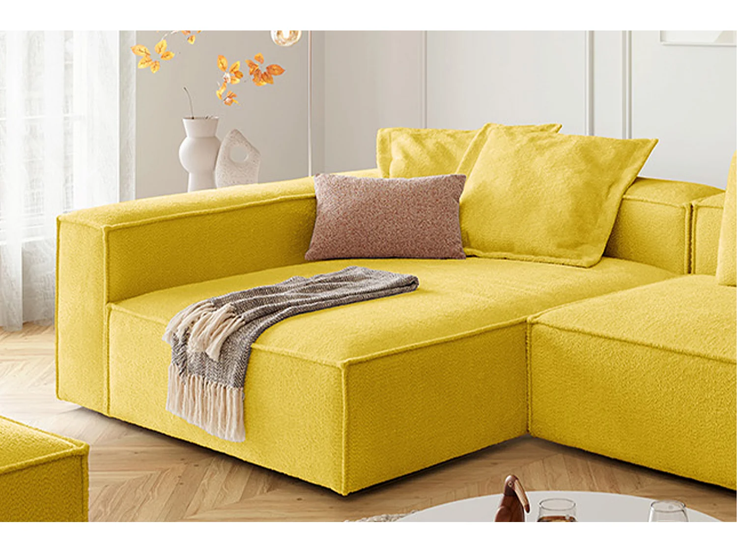 Canapé d'angle - jaune tissage plat - CARMO