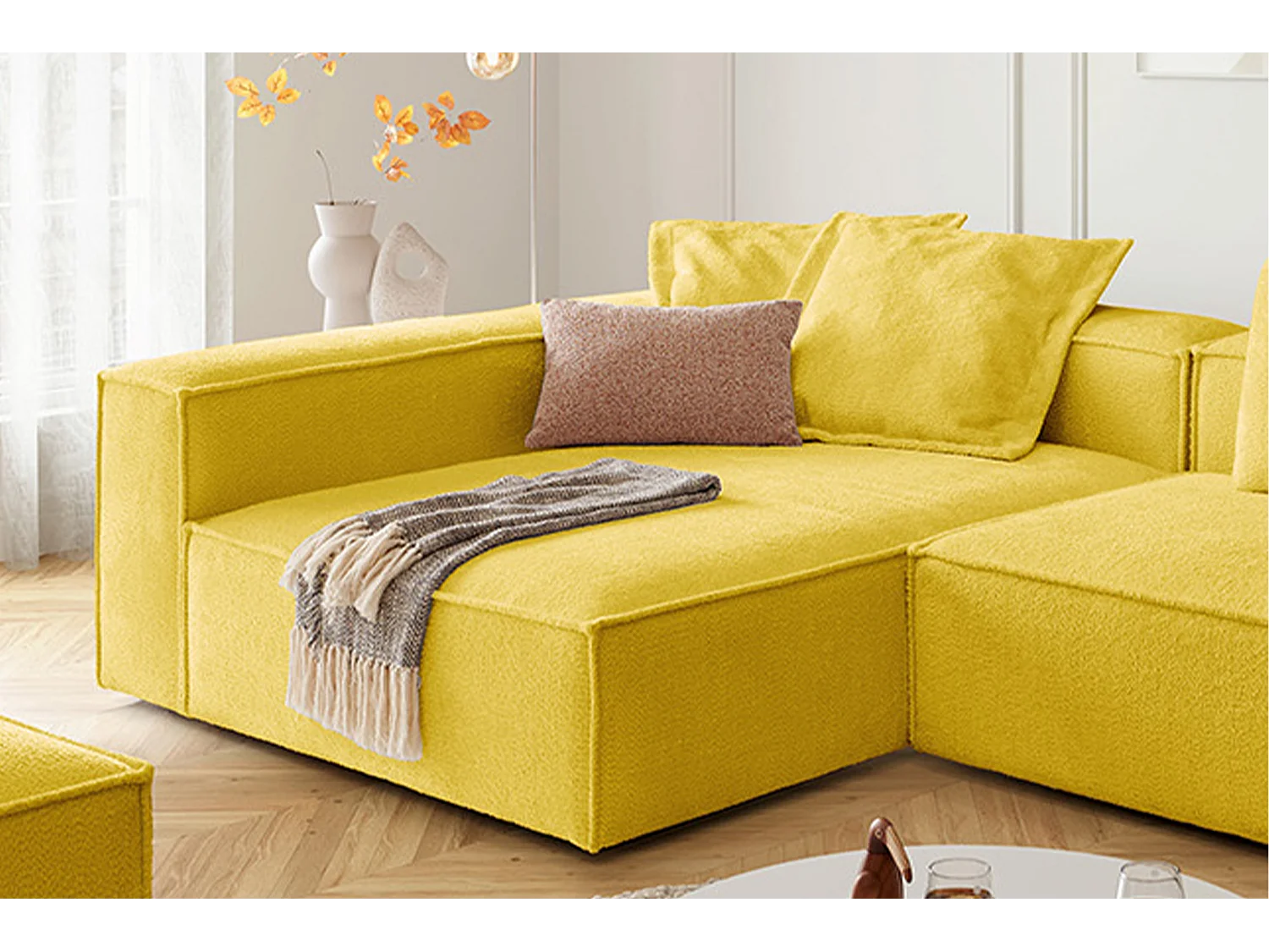 Ecksofa - Gelb Flachgewebe - CARMO