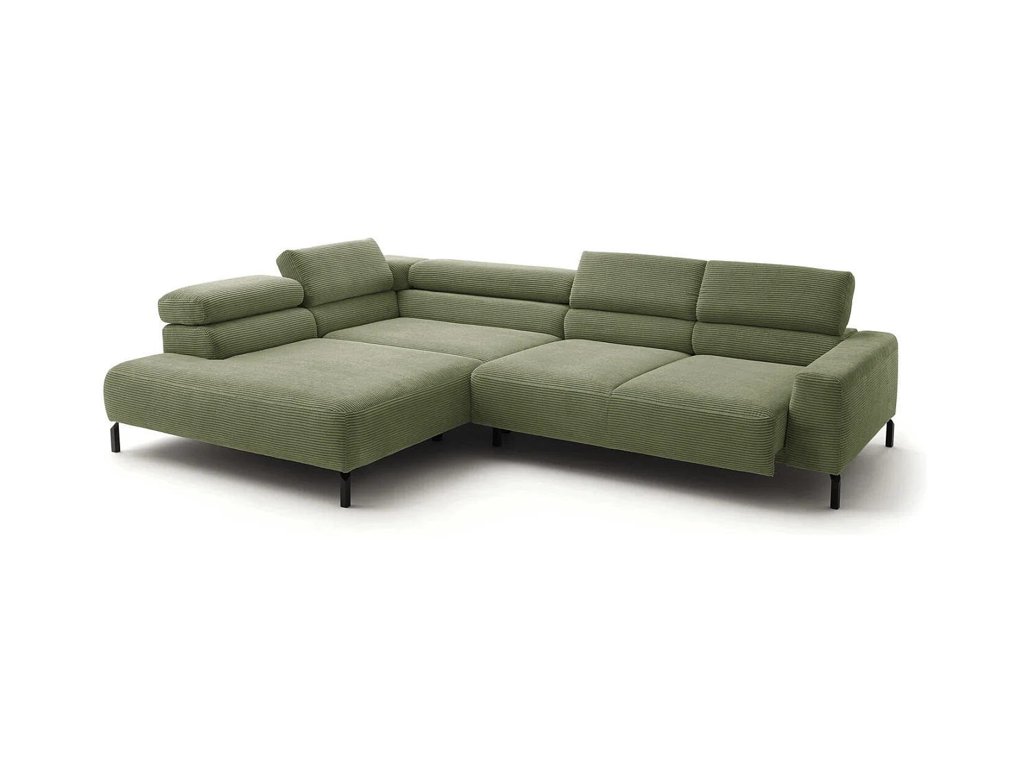 Canapé d'angle - Vert Velours côtelé - DELIA