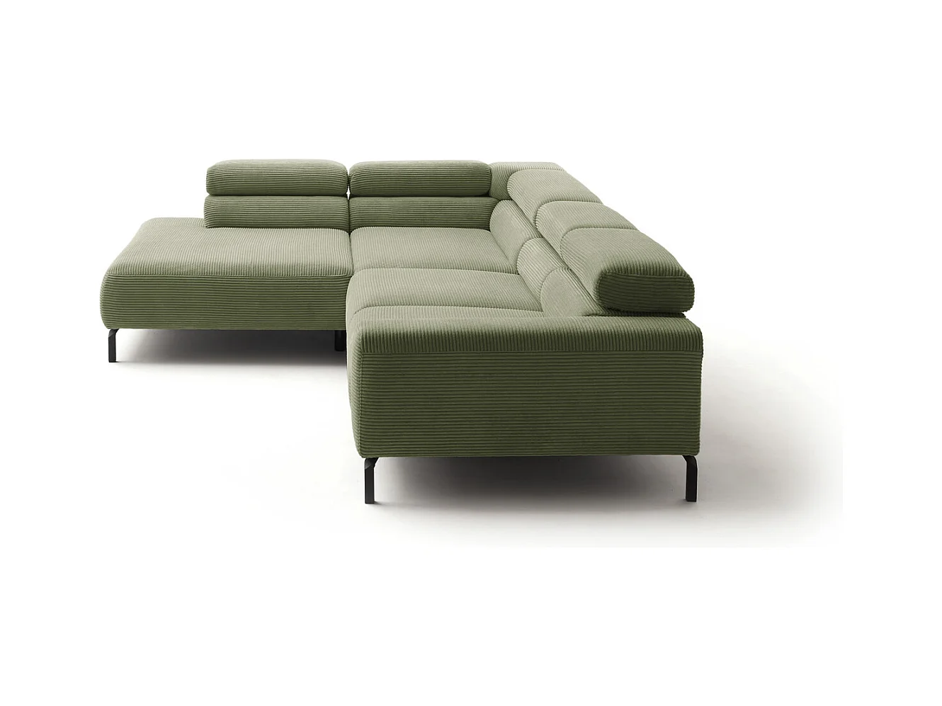Canapé d'angle - Vert Velours côtelé - DELIA
