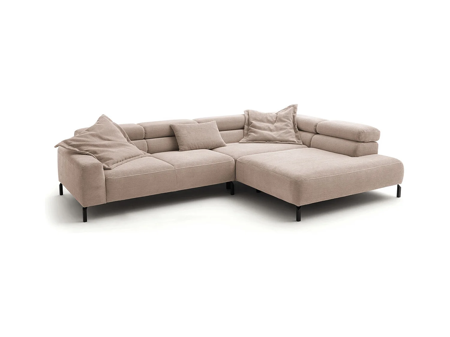 Canapé d'angle - taupe Velours côtelé - DELIA