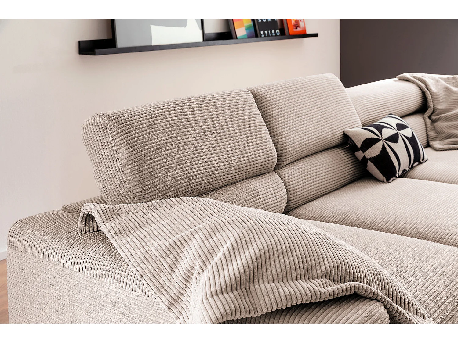 Ecksofa - Taupe Cord - DELIA