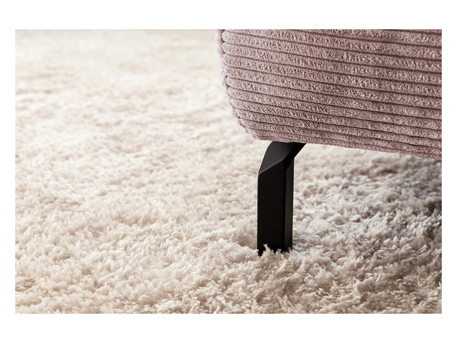 Canapé d'angle - Rose Velours côtelé - DELIA