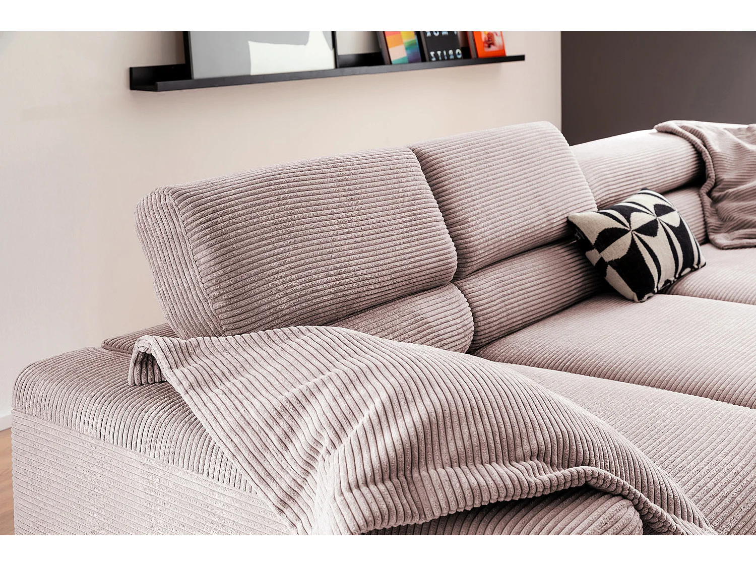 Ecksofa - Pink Cord - DELIA