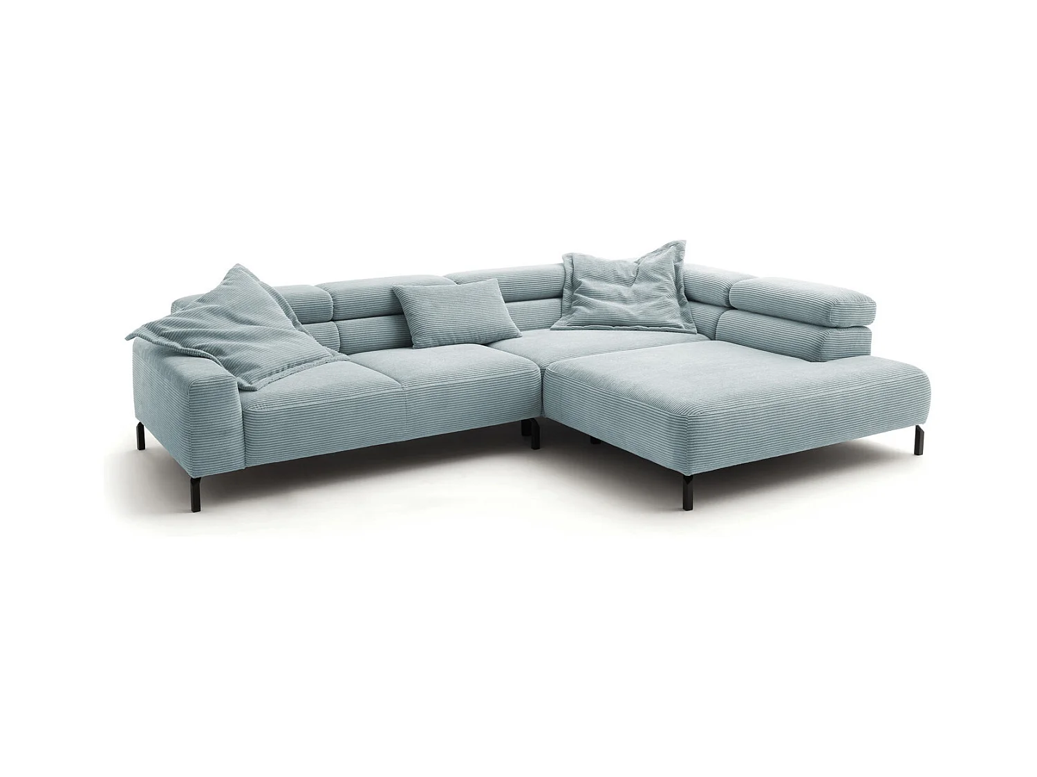 canapé d'angle - bleu clair Velours côtelé - DELIA