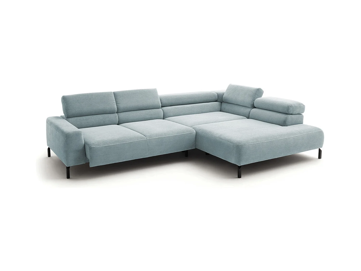 canapé d'angle - bleu clair Velours côtelé - DELIA