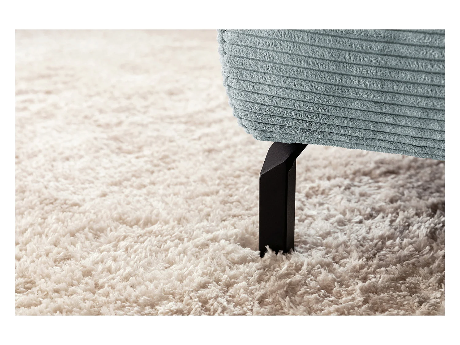 canapé d'angle - bleu clair Velours côtelé - DELIA