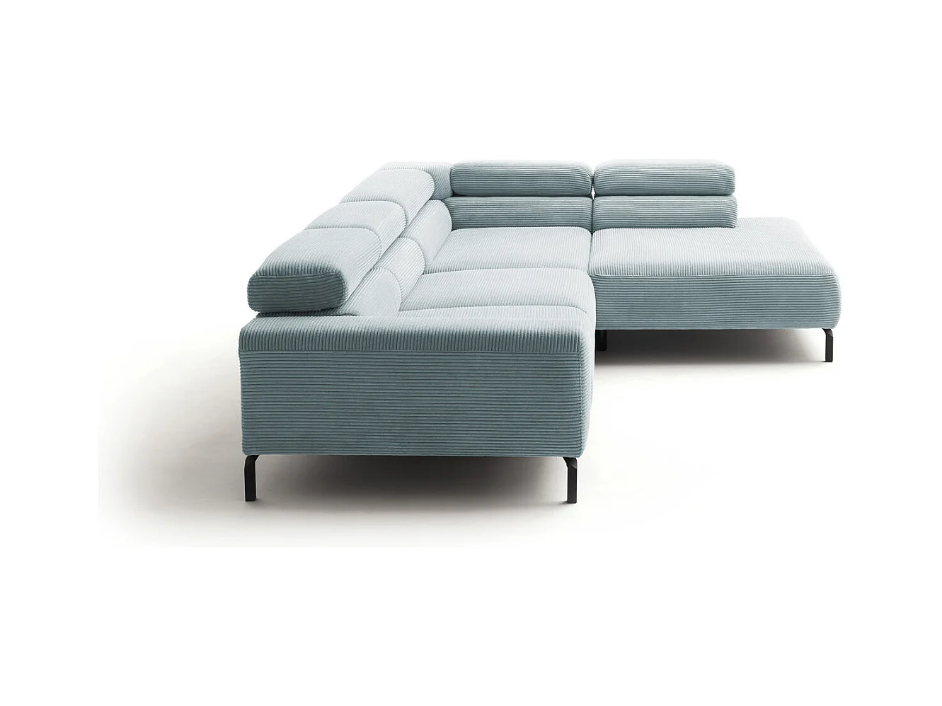 canapé d'angle - bleu clair Velours côtelé - DELIA