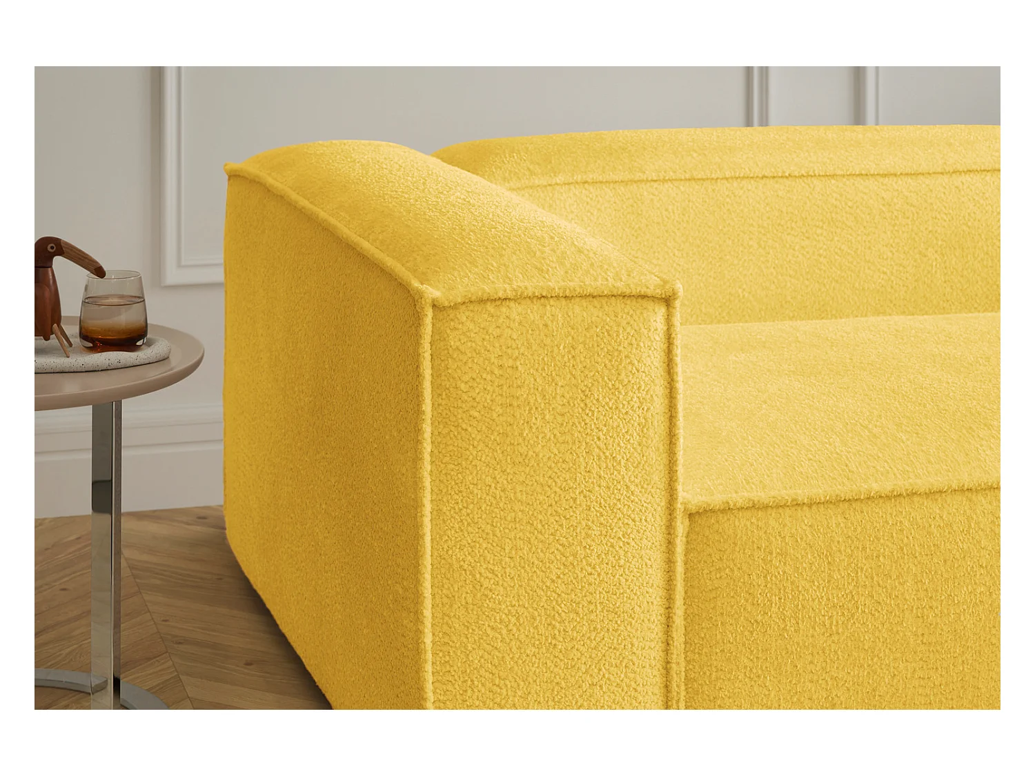 Canapé d'angle - jaune tissage plat - CARMO