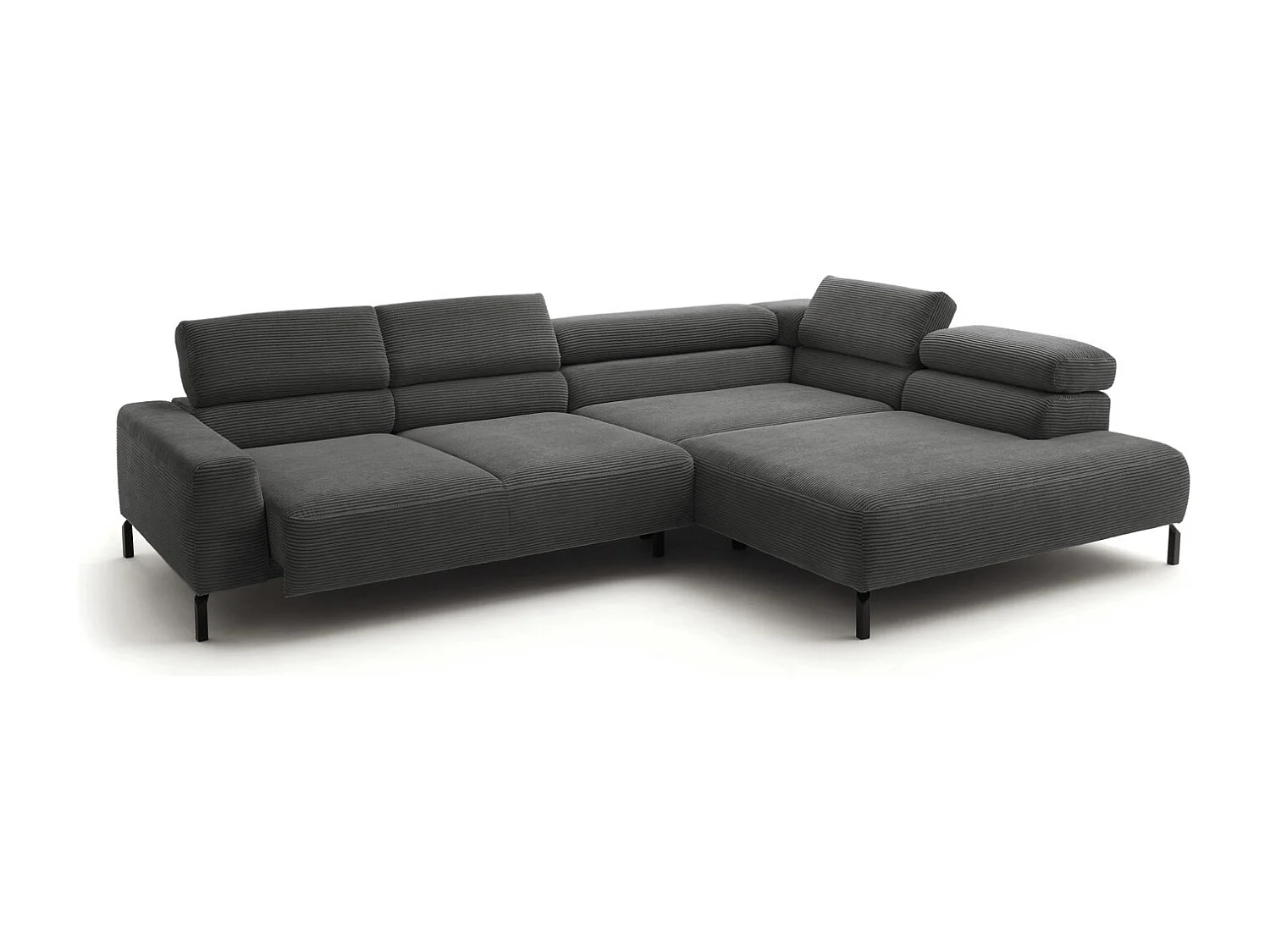 Ecksofa - Grau Cord - DELIA