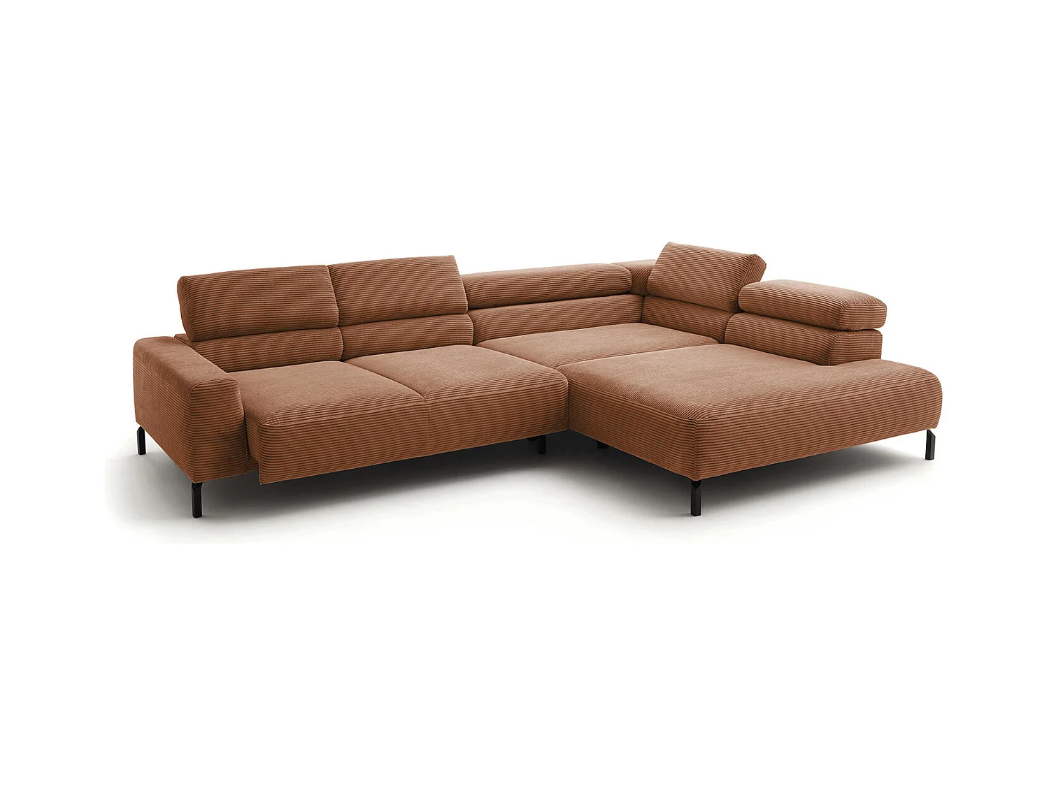 Canapé d'angle - marron Velours côtelé - DELIA