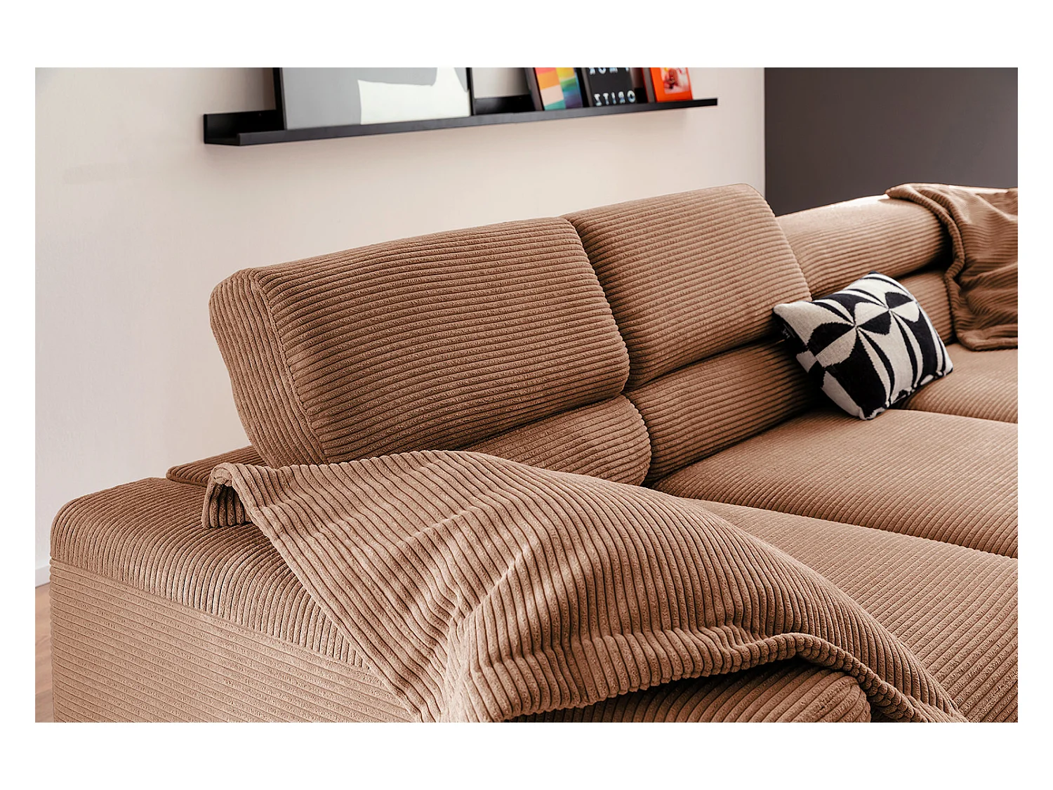 Canapé d'angle - marron Velours côtelé - DELIA