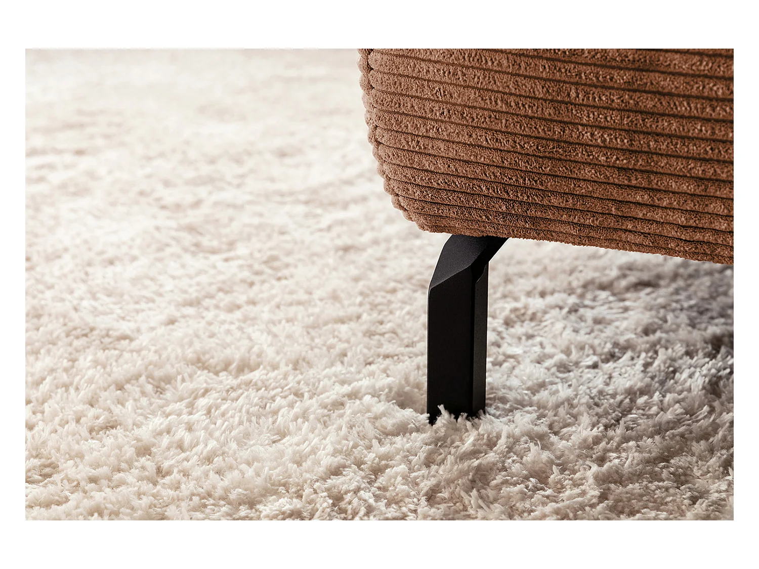 Canapé d'angle - marron Velours côtelé - DELIA