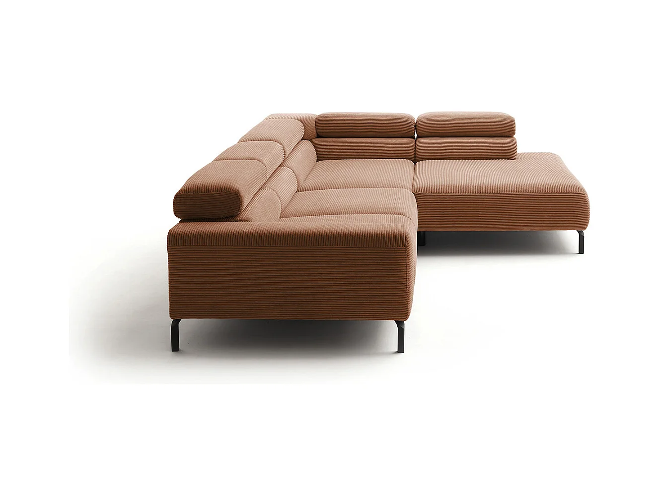 Canapé d'angle - marron Velours côtelé - DELIA