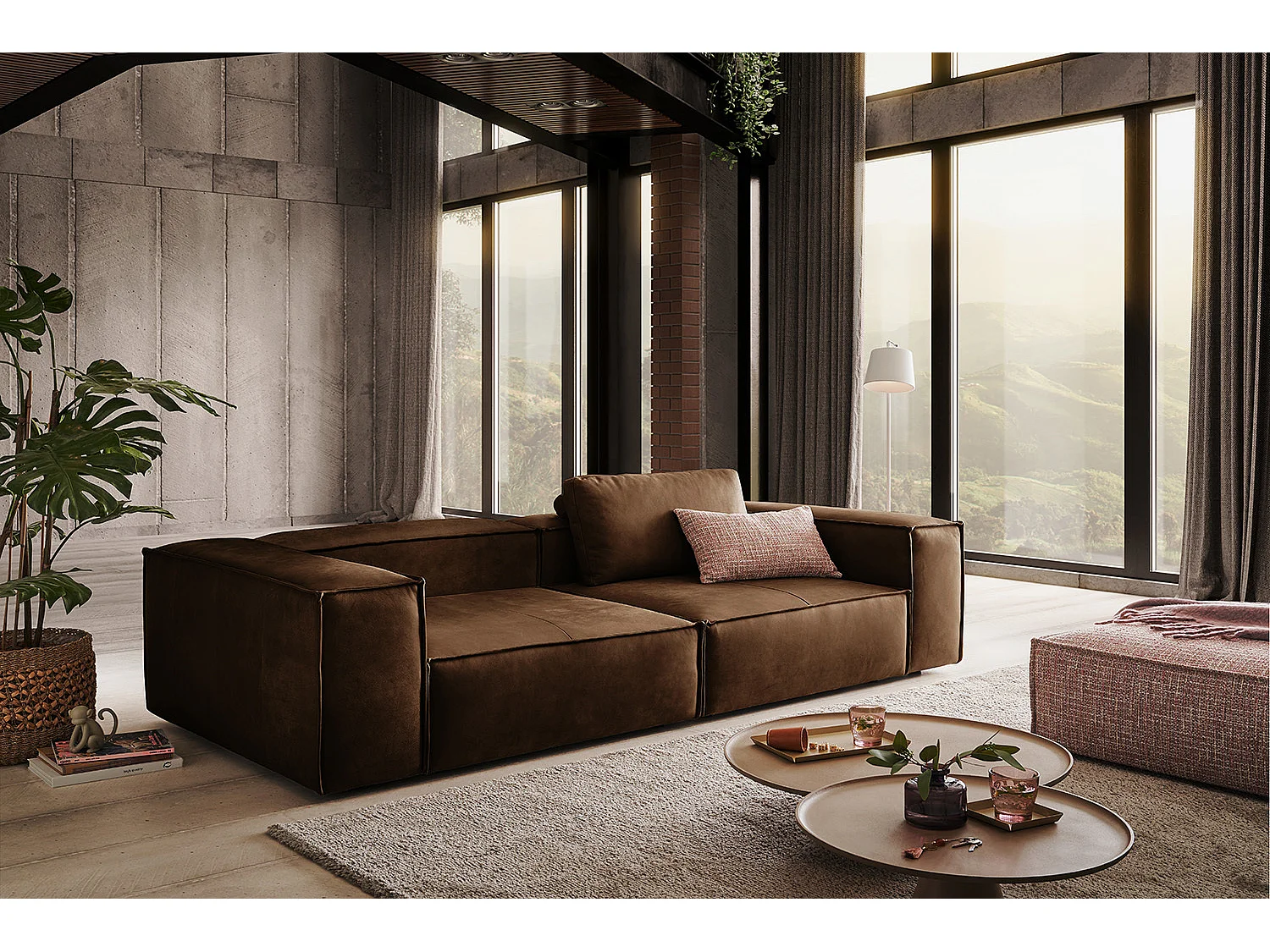 Canapé - marron cuir - CARMO