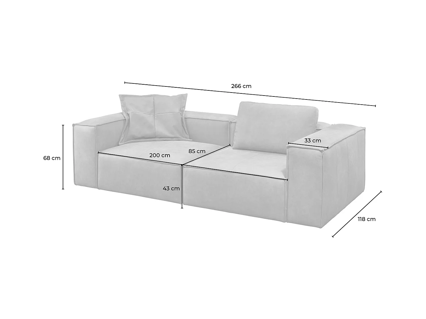 Sofa - Taupe Leder - CARMO