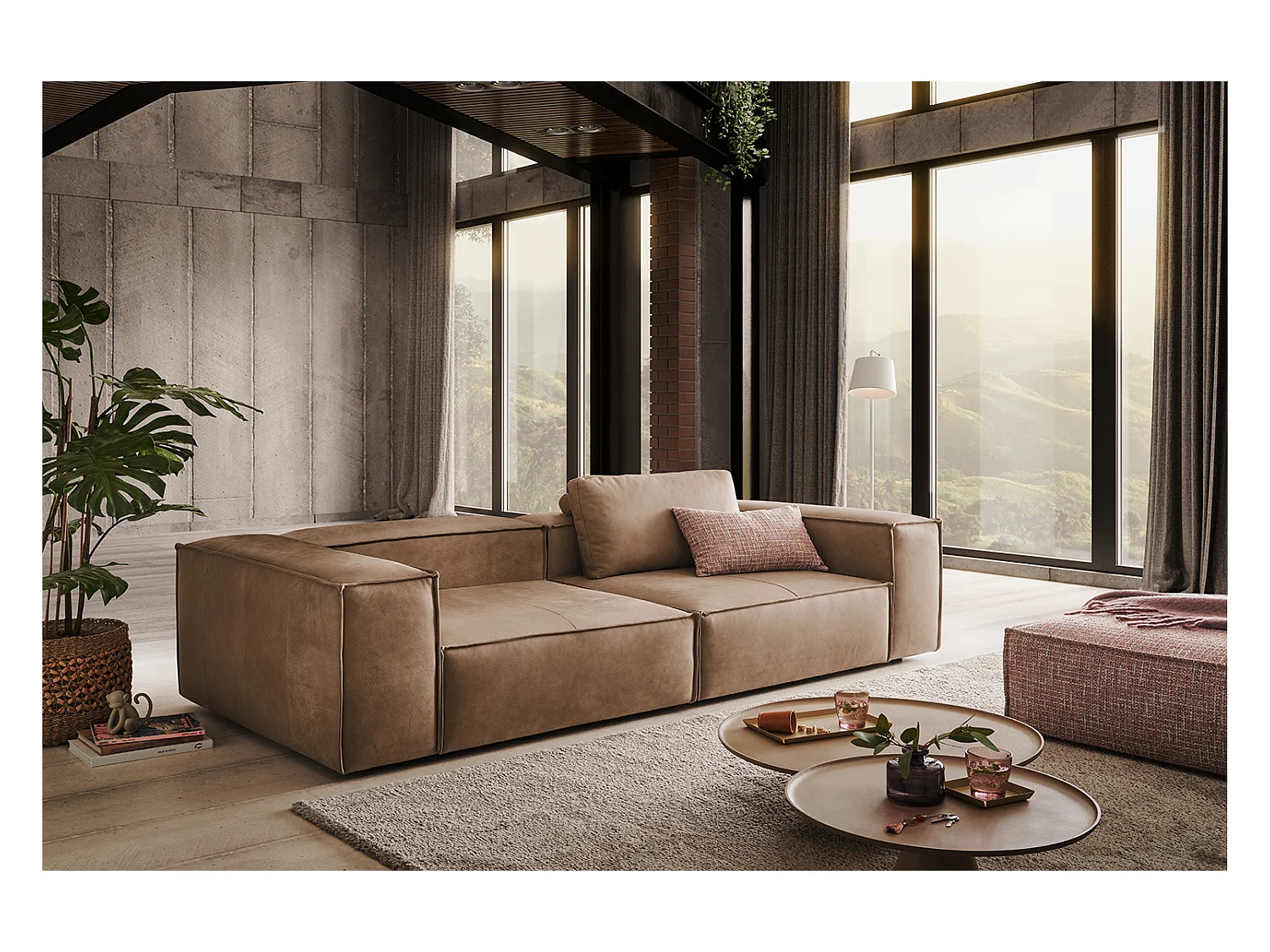 Sofa - Taupe Leder - CARMO