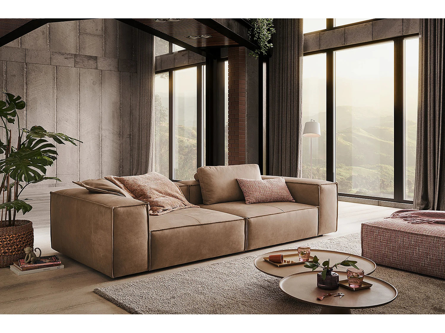 Sofa - Taupe Leder - CARMO