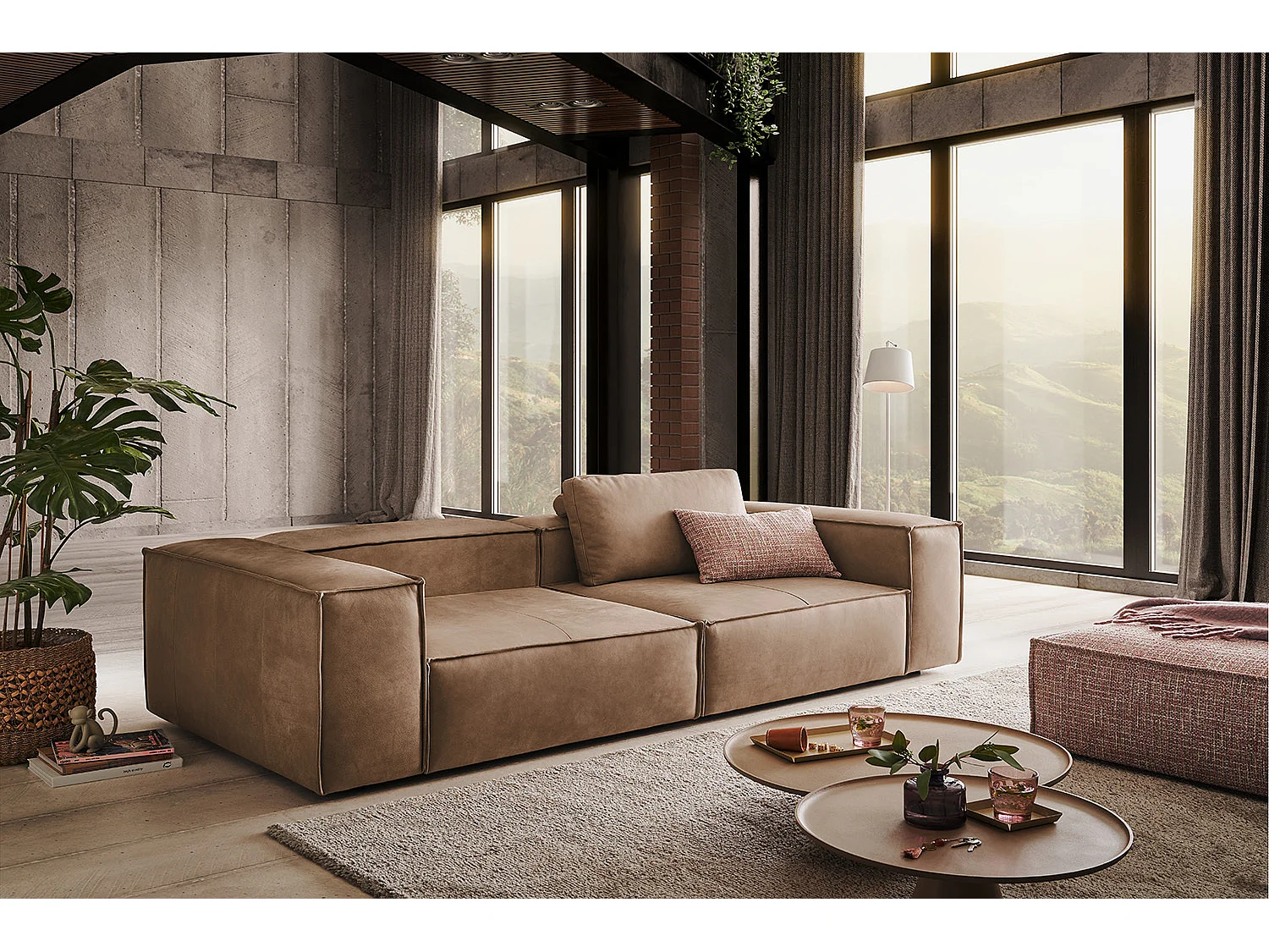Sofa - Taupe Leder - CARMO