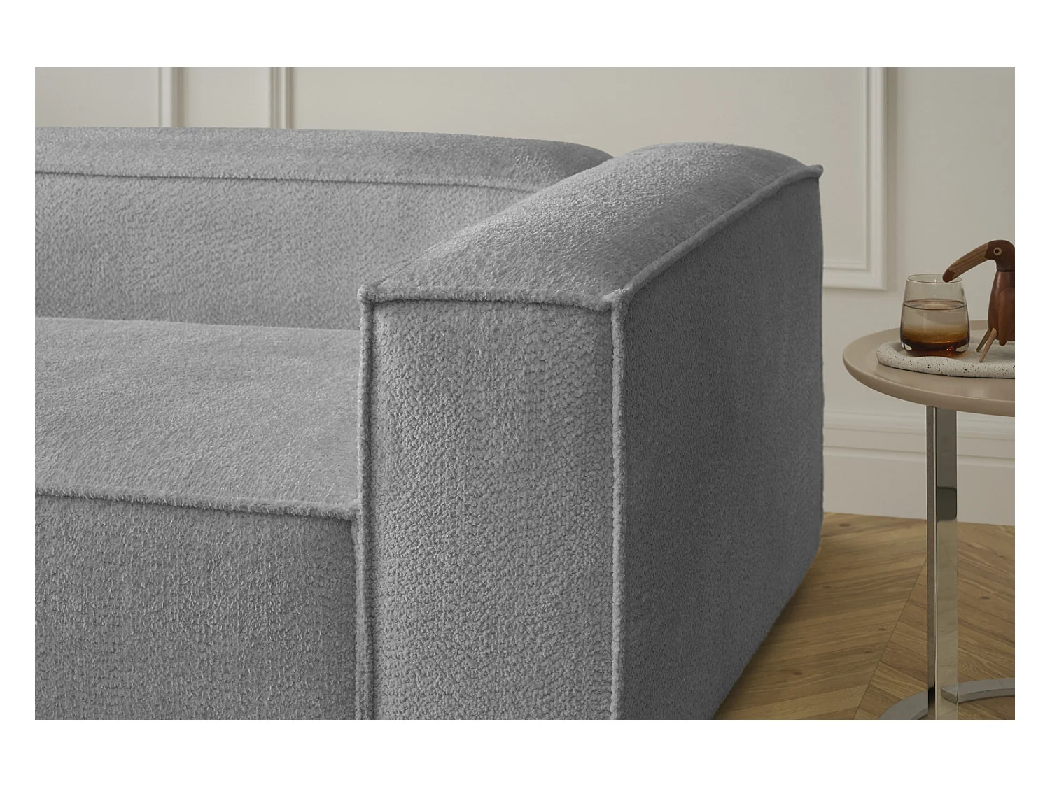 Canapé d'angle - Gris tissage plat - CARMO