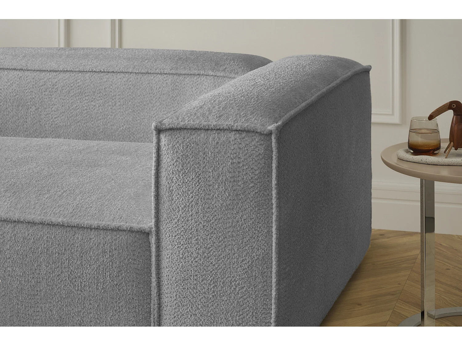 Canapé d'angle - Gris tissage plat - CARMO