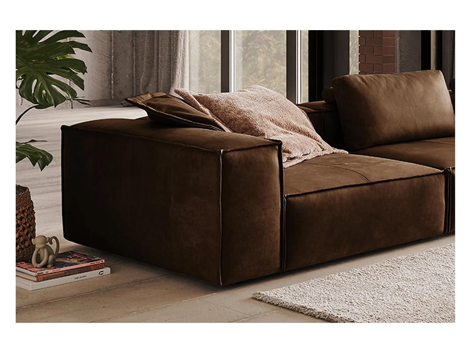 Canapé - marron cuir - CARMO