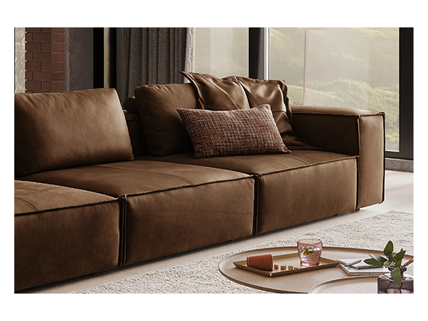 Canapé - marron cuir - CARMO