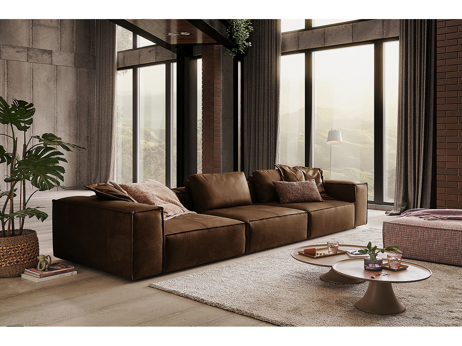 Sofa - Braun Leder - CARMO