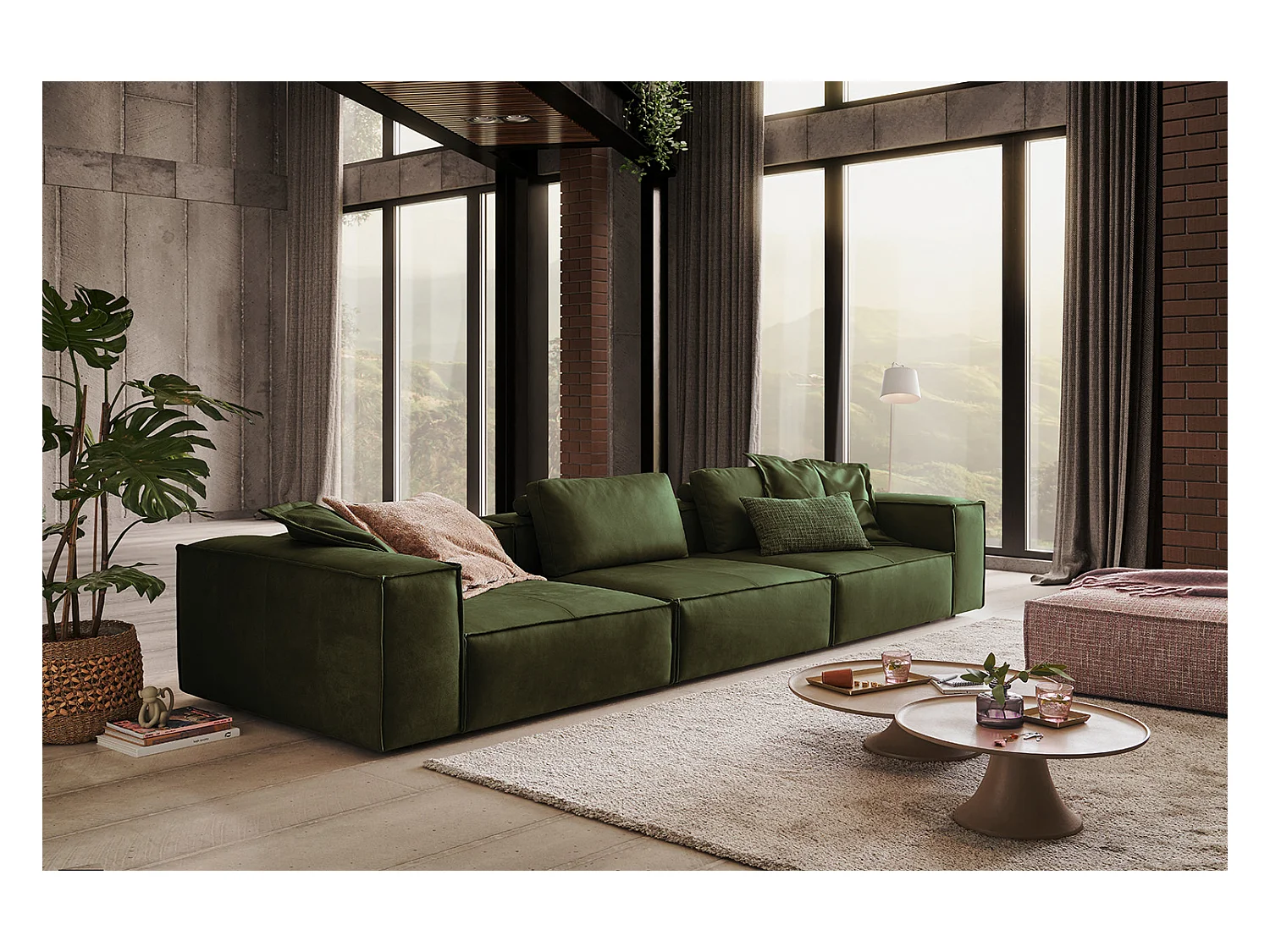 Canapé - Gris cuir - CARMO