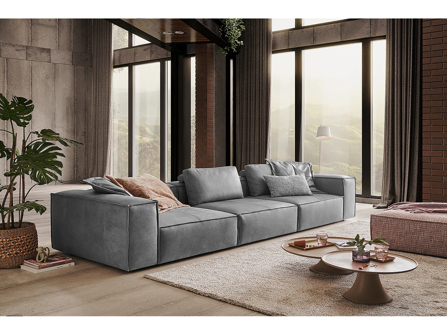 Sofa - Grau Leder - CARMO