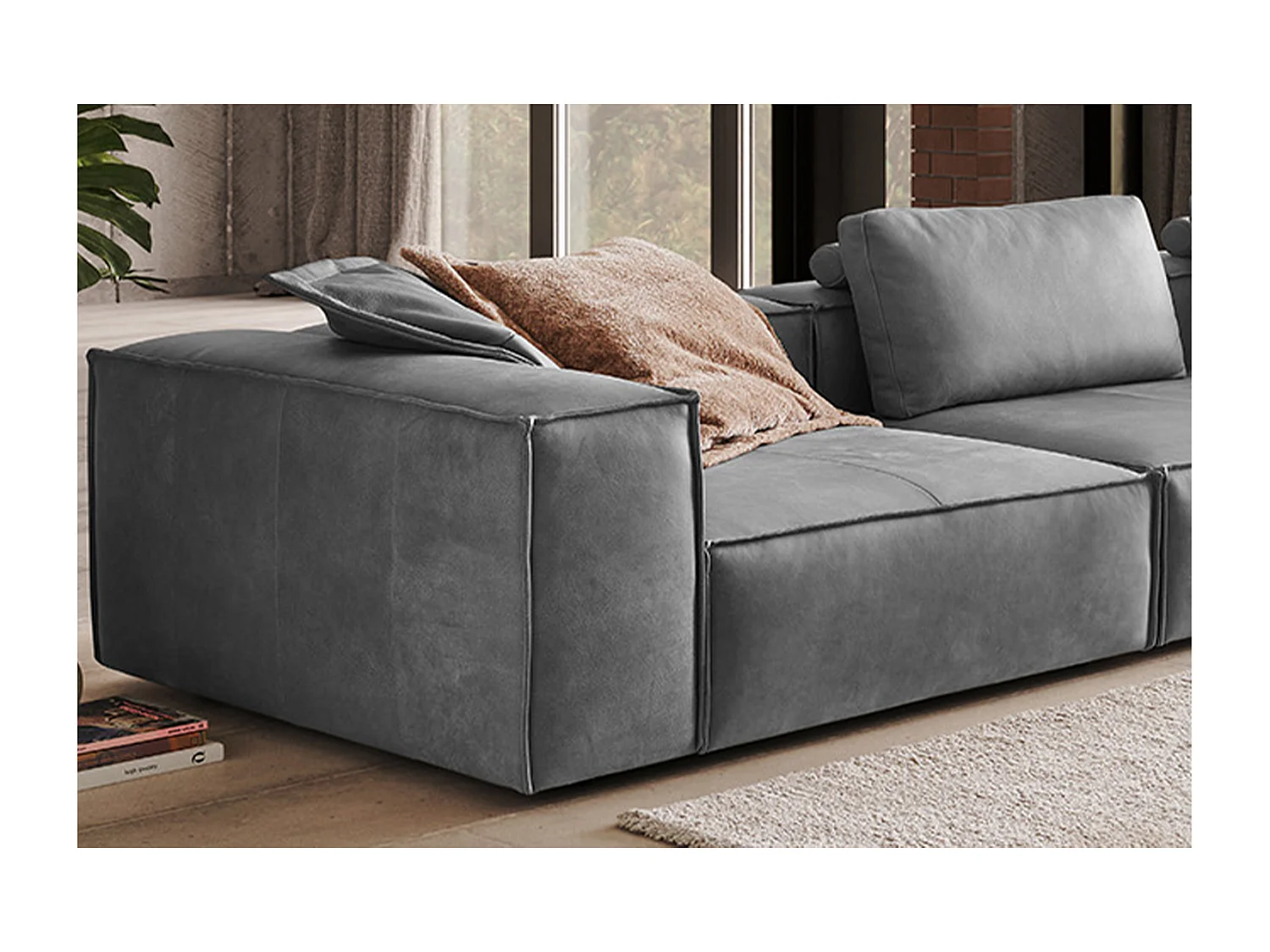 Sofa - Grau Leder - CARMO