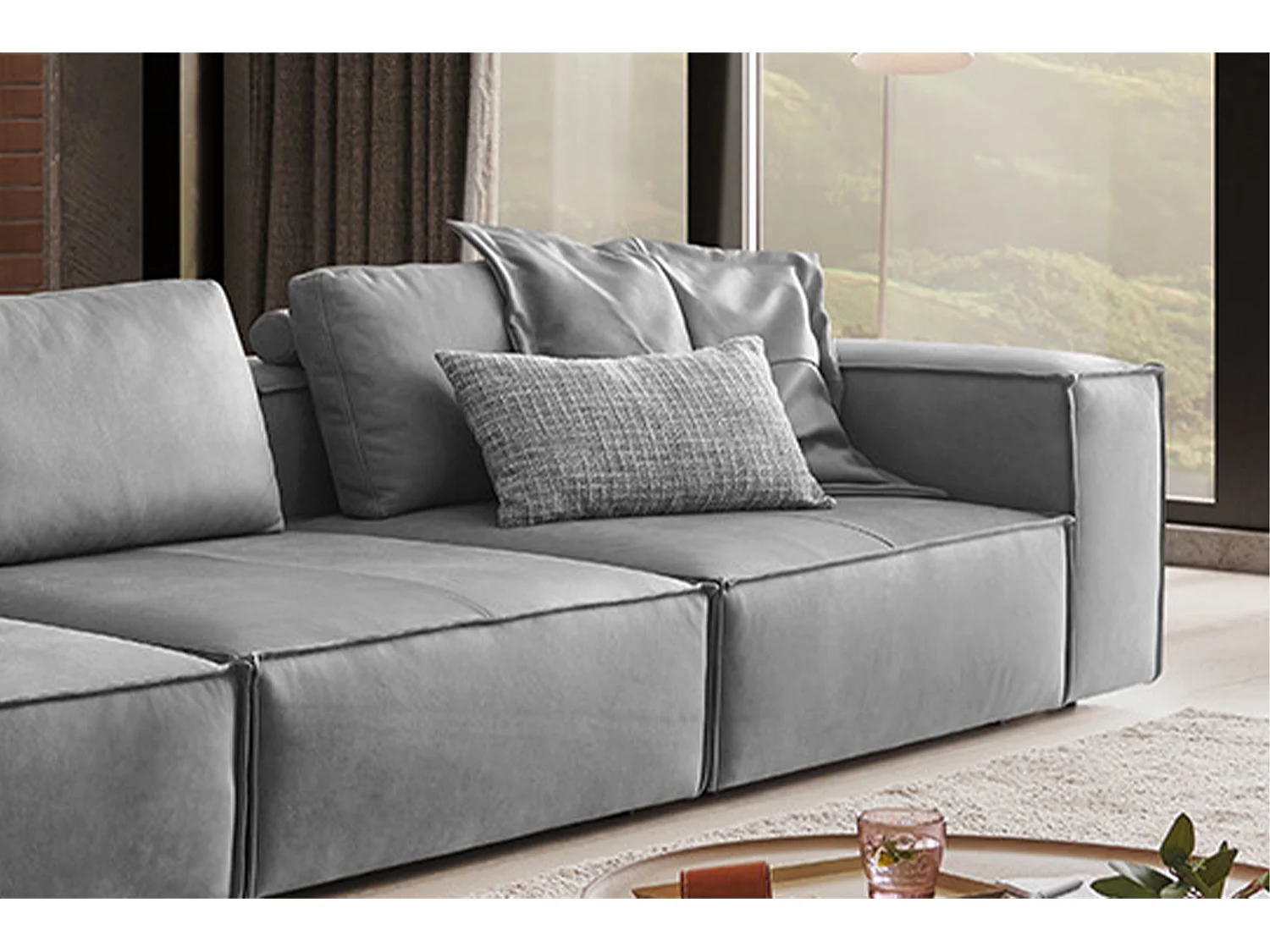 Sofa - Grau Leder - CARMO