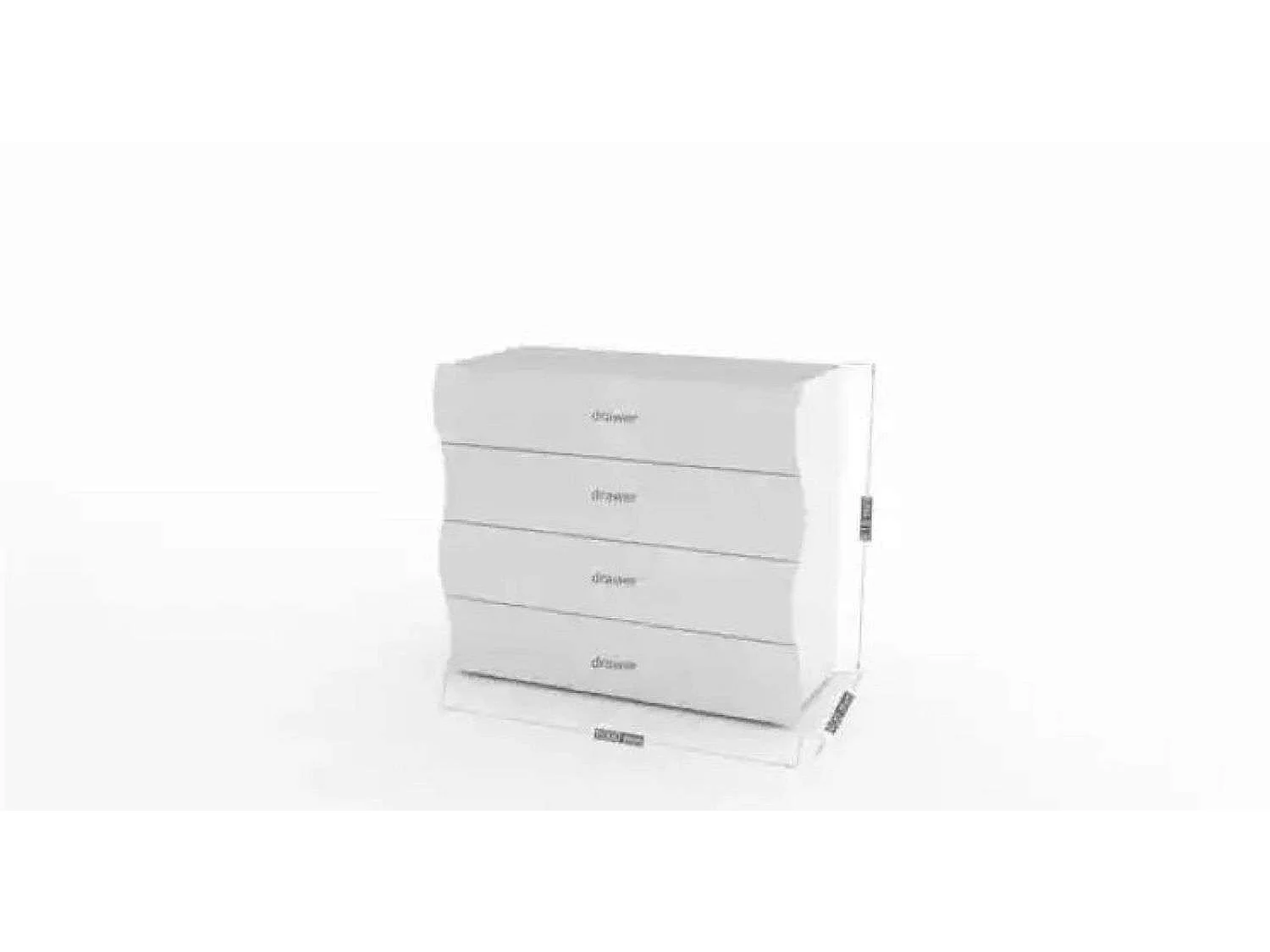 Commode chambre 100cm Design 4 Tiroirs Blanc Brillant Onda Draw