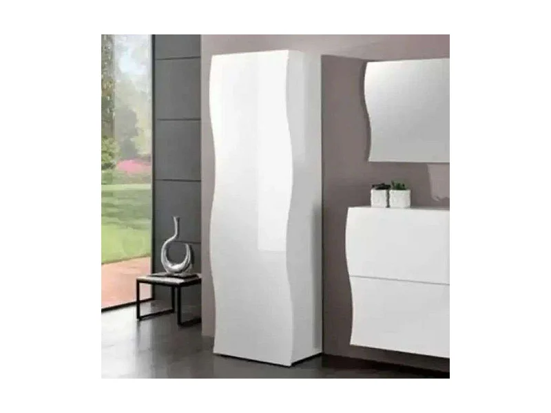 Armoire design avec étagères en blanc brillant Onda Wardrobe