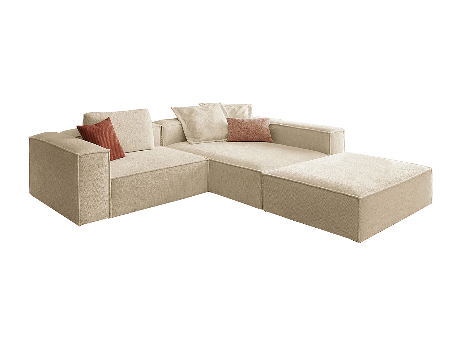 Ecksofa - Beige Flachgewebe - CARMO