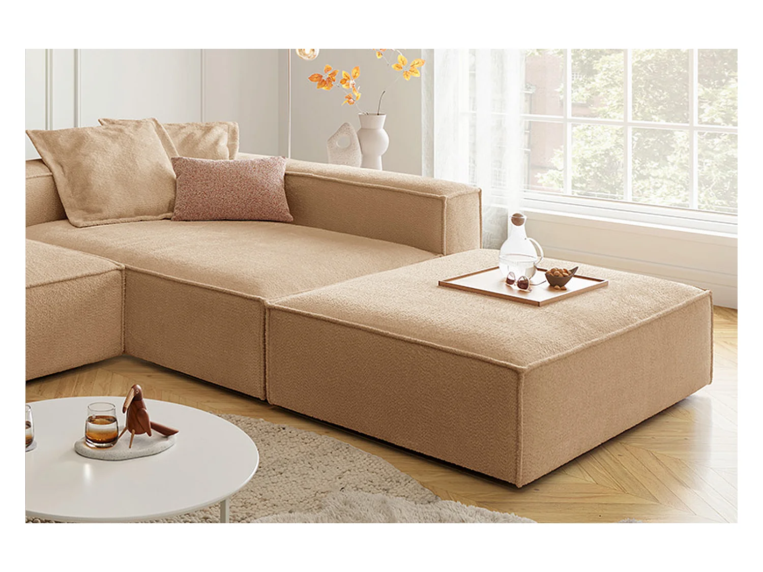 Canapé d'angle - marron tissage plat - CARMO