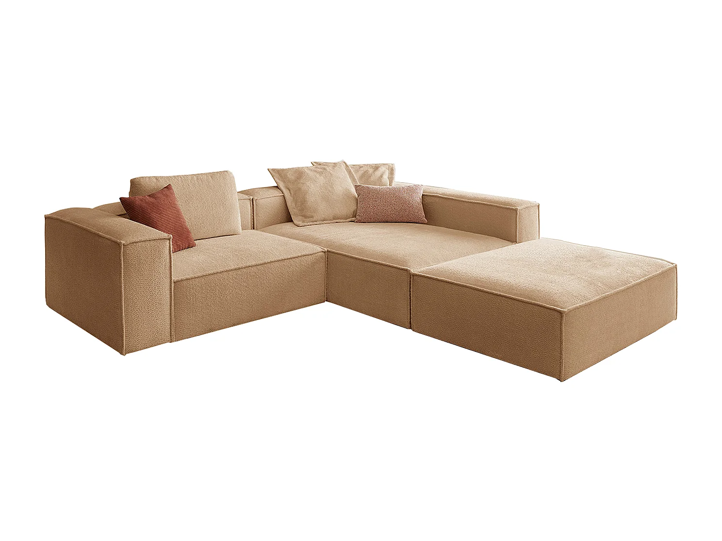 Ecksofa - Braun Flachgewebe - CARMO